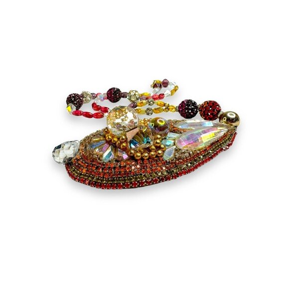 Vintage Wendy Gell Crystal Encrusted 1982 Signed Necklace 22" One of One - Picture 5 of 14